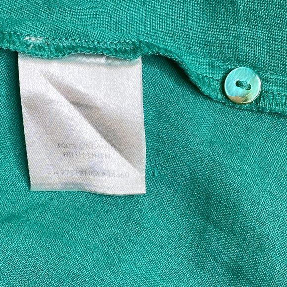 Eileen Fisher Long Sleeve Green Irish Linen Shirt Size XS - Picture 6 of 7